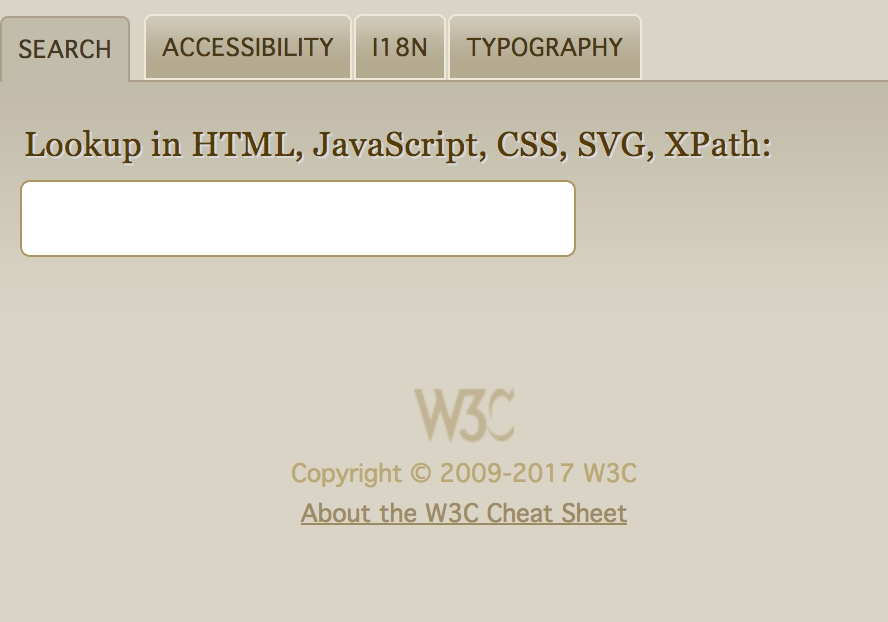 W3C Cheatsheet снимок изображения